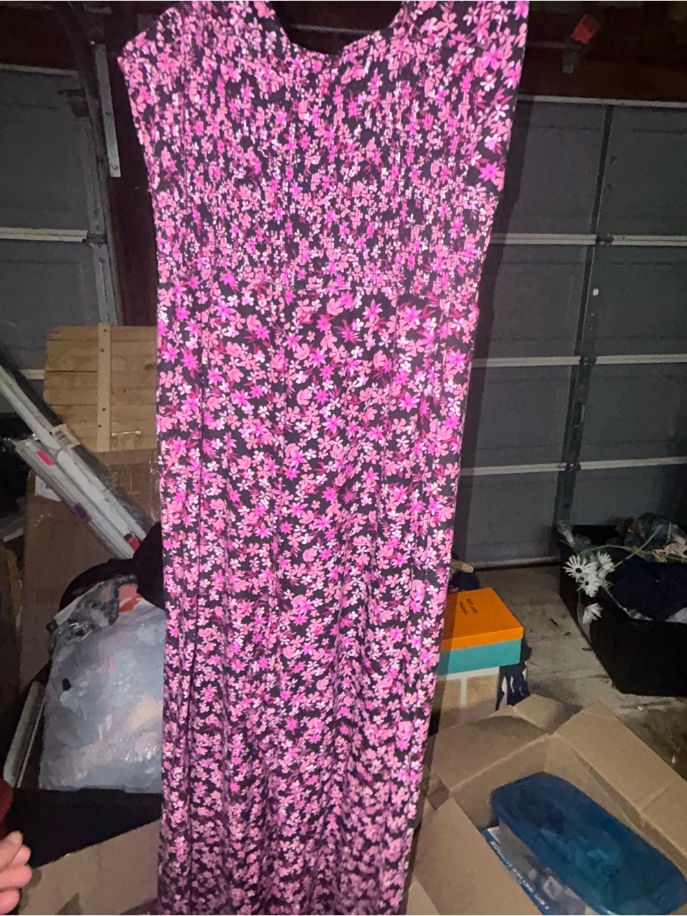 Women's Pink Floral Sleeveless Maxi Dress